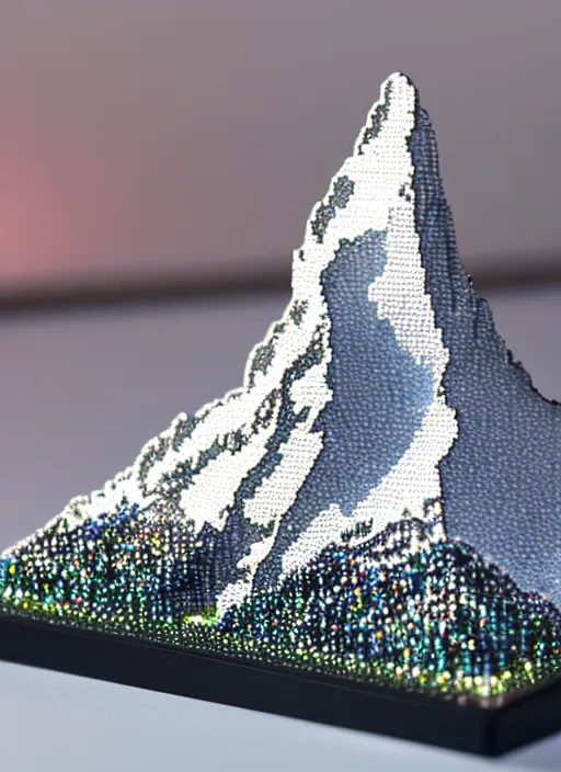 Prompt: photo matterhorn mountain made of great swarovski crystals, medium full shot, 7 0 mm, hyperrealistic, intricate details, cinematic lighting