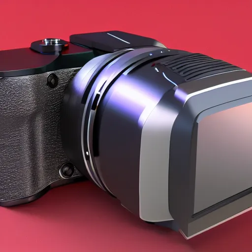 Image similar to a darth veder mirrorless camera, 3 d render