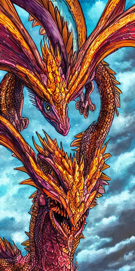 Image similar to 4k close up illustration of a tempest dragon, extremely detailed, award winning, best of the year