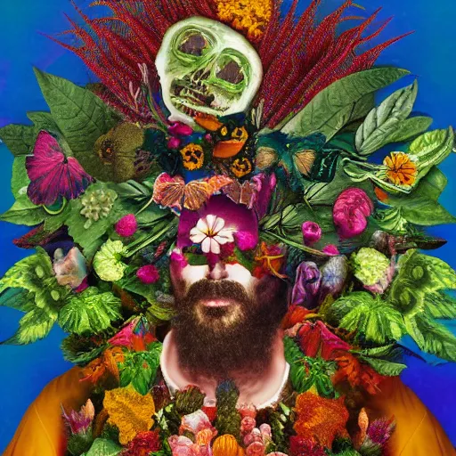 Prompt: new katzkab album cover, psychedelic, giuseppe arcimboldo