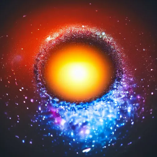 Prompt: photo of a galaxy formed inside a cup of coffee, macro lens, high contrast