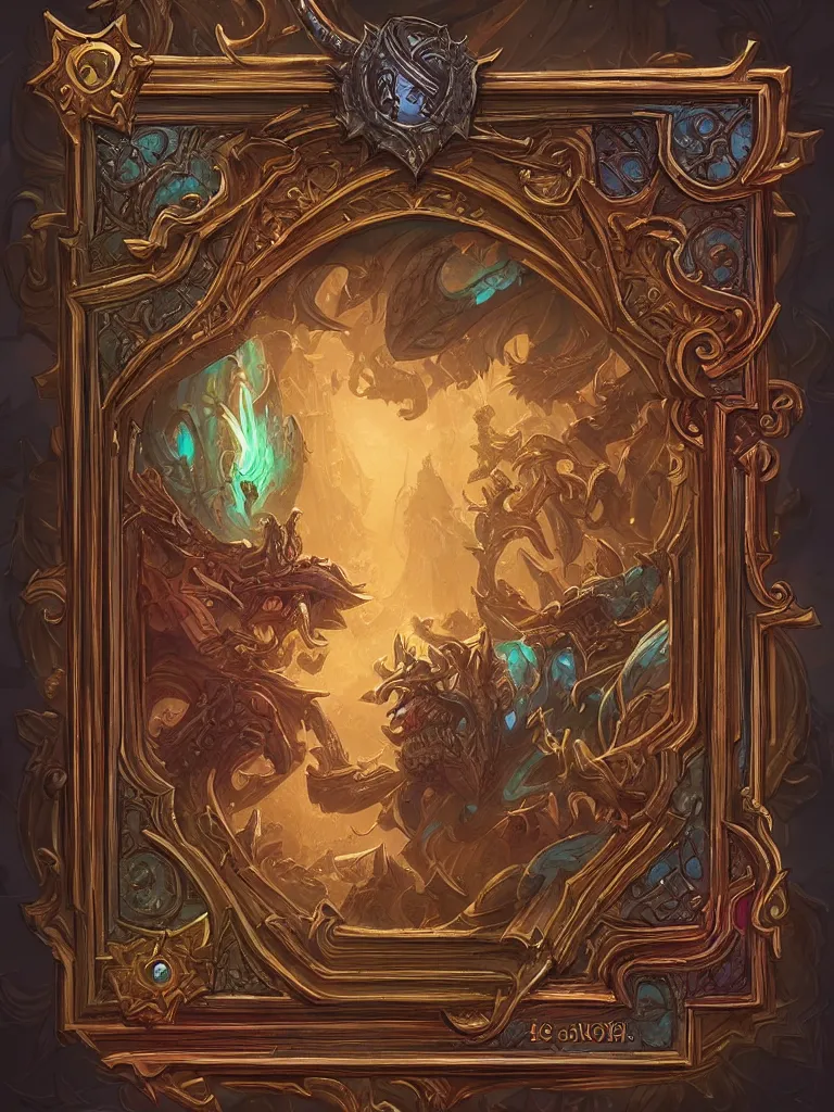 Image similar to book decorative border frame, d & d, fantasy, intricate, elegant, highly detailed, digital painting, artstation, illustration, hearthstone