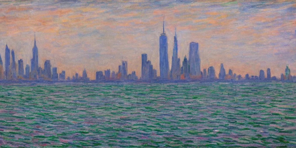 Prompt: Manhattan skyline in the style of Monet