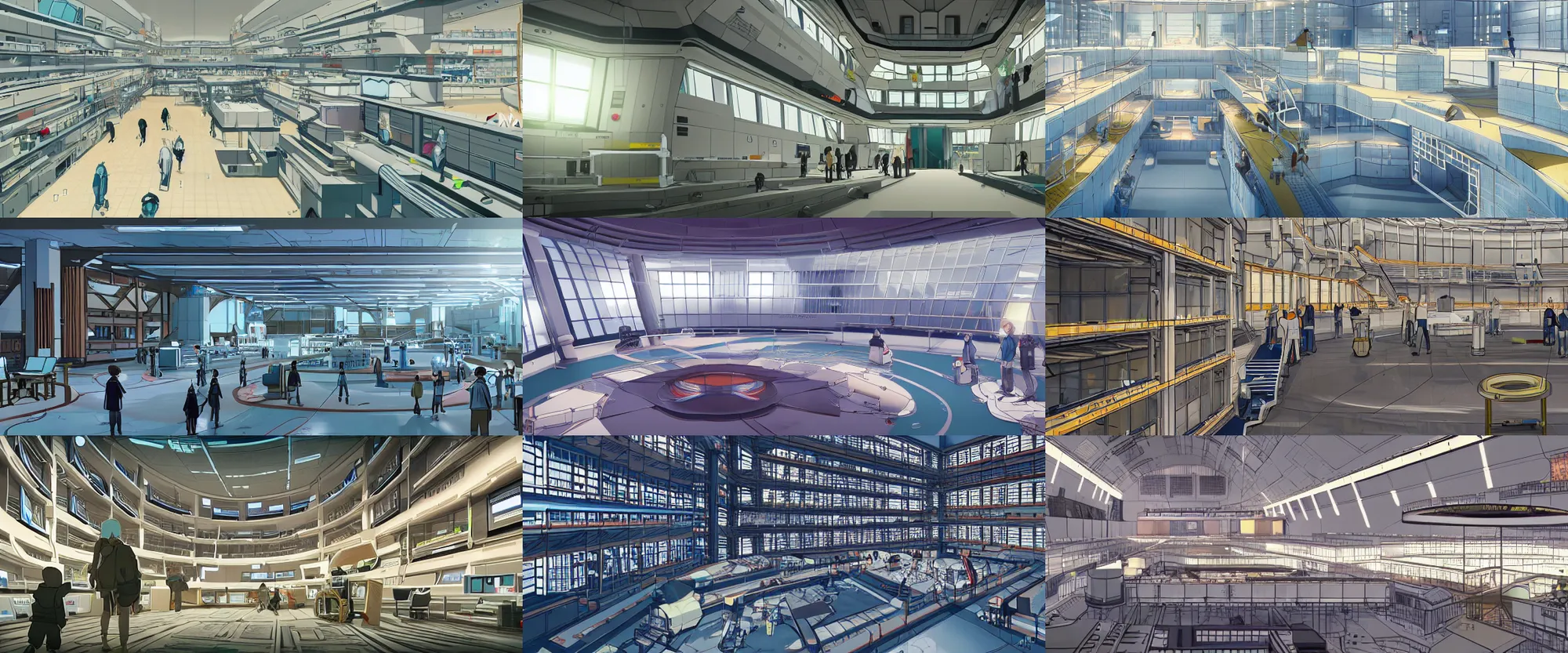 Prompt: detailed interior of giant scientific research facility LABO, area 3, inner ring, floor B2, anime key visual