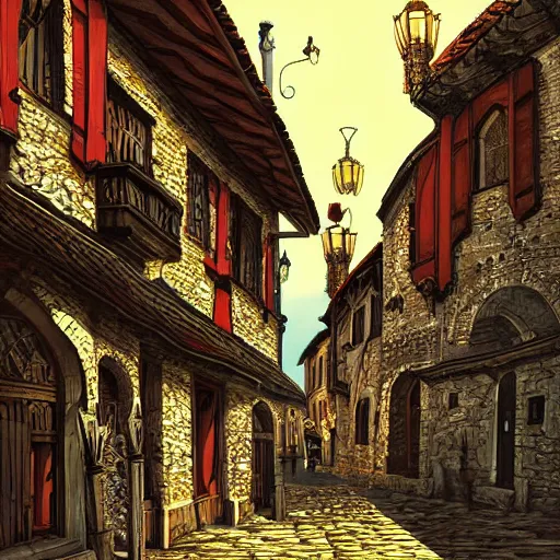 Prompt: medieval city, digital art, highly detailed, art by oksana dobrovolska