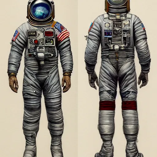 Image similar to Character front and back view of Astronaut by Donato Giancola, Trending on artstation and pixiv