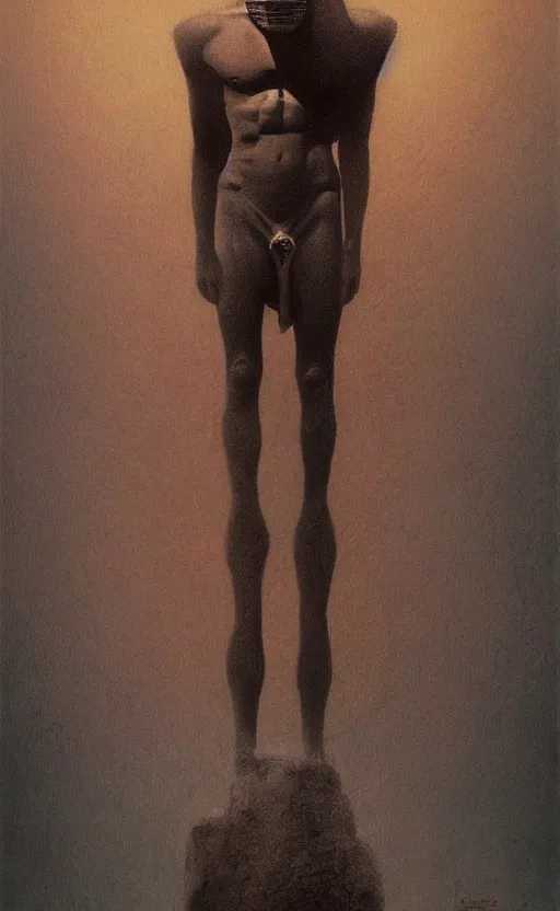 Image similar to great egyptian god khonshu, standing character, looking angry and like a person, fantasy, creepy, scary, strange, by beksinski and moebius, digital art, artstation