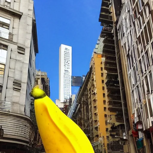Image similar to buenos aires but instead of the obelisk there is a giant banana