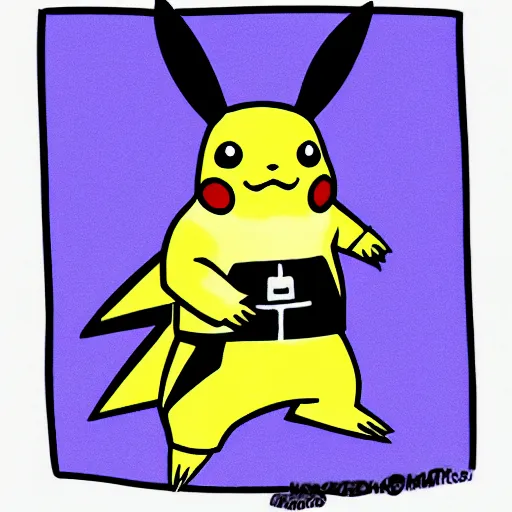 Prompt: pikachu in a hazmat suit, cartoon, thick lines