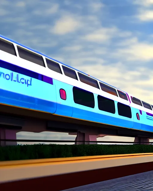 Image similar to The Disney Monorail coming towards the viewer, volumetric lighting, art station, visible brushstrokes, sharp focus, Highly Detailed, Cinematic Lighting, 8k, HD