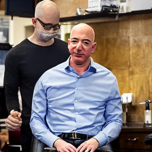 Image similar to photo of Jeff Bezos at the barbershop