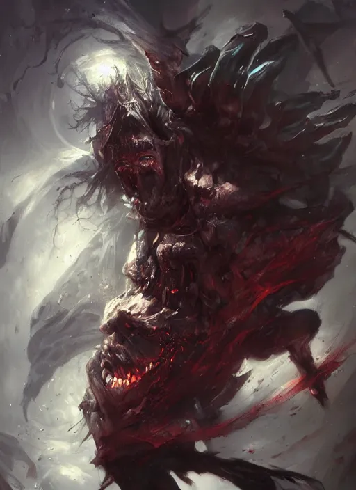Image similar to powerful undead litch painted by raymond swanland