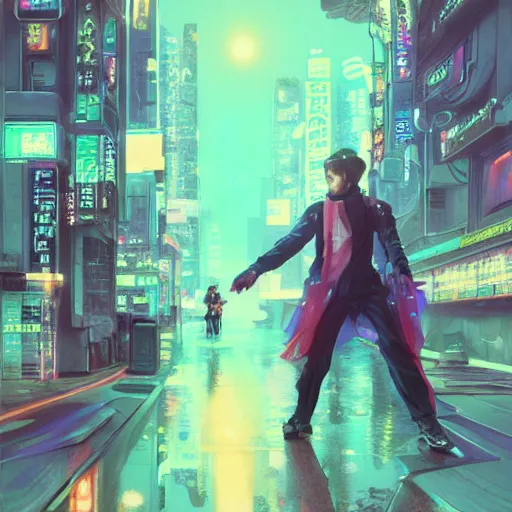 Prompt: cyberpunk japanesse man with neon lights, with techware, intricate, elegant, highly detailed, digital painting, japanese, unreal engine 5, trending on artstation, concept art, studio ghibli, illustration, art by artgerm and greg rutkowski and alphonse mucha