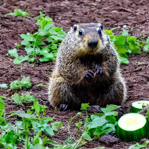 Image similar to groundhog eating a zucchini