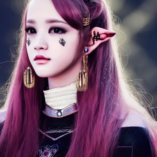 Image similar to Black Pink Lisa as a young elf princess full HD 4K highest quality realistic beautiful gorgeous natural