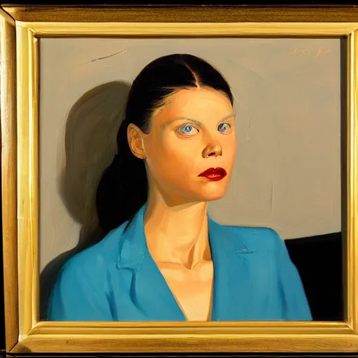 Prompt: Portrait, dated a chick that lived on Cooterneck Road, She had a catfish Camero and was cooler than me, by Edward Hopper and Bo Bartlett