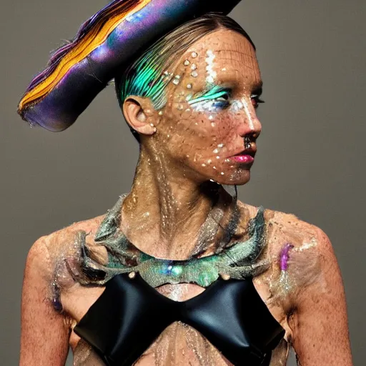 Image similar to a pirate woman with iridescent skin by van herpen, iris