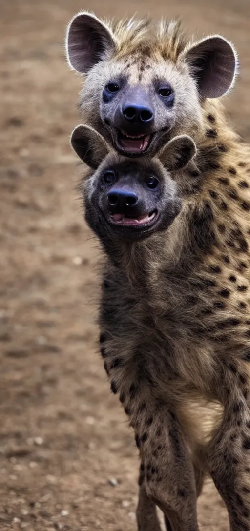 Image similar to a photo of a very happy Hyena wearing a birthday hat,