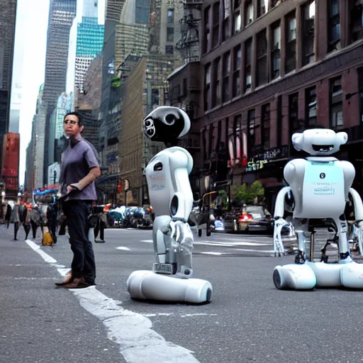 Image similar to I Robot robots in the streets of New York City