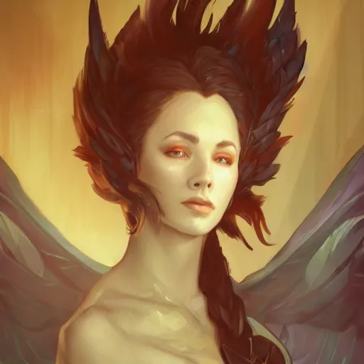 Image similar to ''portrait of anivia! from league of legends, lol, fantasy, dungeons and dragons, d & d, digital painting, artstation, concept art, sharp focus, illustration, art by greg rutkowski and alphonse mucha''