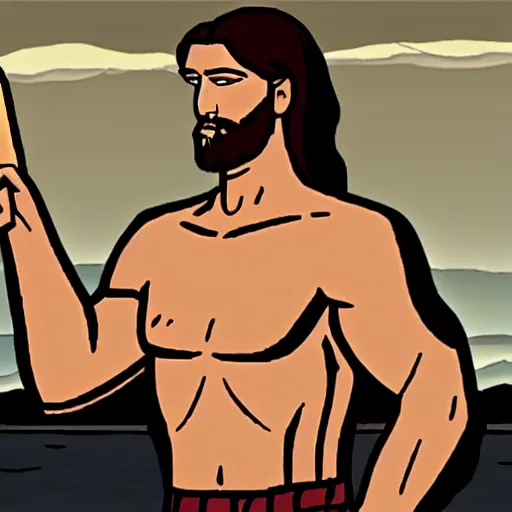Prompt: jesus as a character on archer