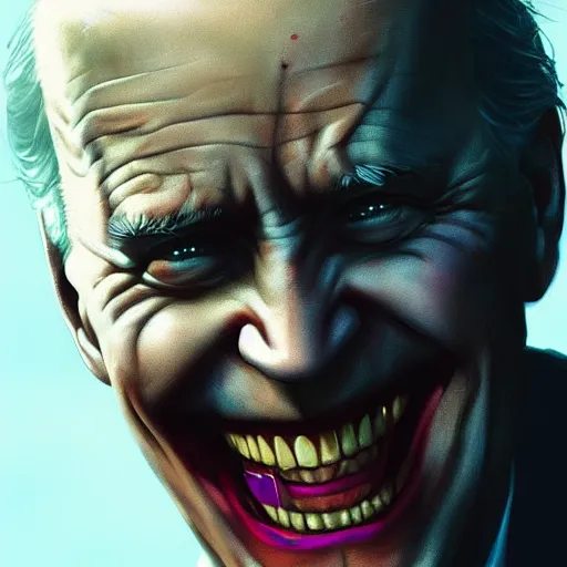 Image similar to joe biden as the joker, dramatic lighting, cinematic, establishing shot, extremly high detail, photorealistic, cinematic lighting, artstation, style by greg rutkowski