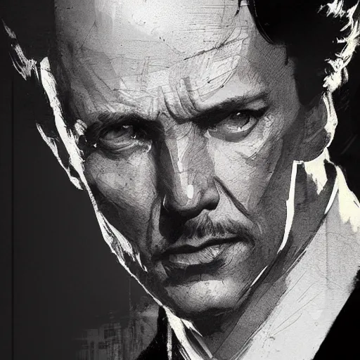 Image similar to portrait of Sherlock Holmes, dramatic lighting, illustration by Greg rutkowski, yoji shinkawa, 4k, digital art, concept art, trending on artstation