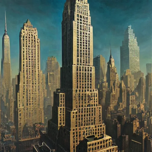 Prompt: the tarnished explores 1 9 3 0's new york city, matte painting, detailed, elden ring, oil on canvas, by beeple