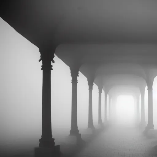 Image similar to long hallway with a fog,