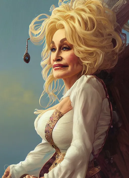 Image similar to Portrait of Dolly Parton, white glowing eyes, fantasy, extremely detailed, digital painting, artstation, concept art, smooth, sharp focus, illustration, stunning lighting, art by artgerm and greg rutkowski and alphonse mucha and simon stalenhag, realistic character concept, high fantasy, light atmosphere, golden ratio, cinematic lighting, hyperdetailed, high resolution, insanely detailed and intricate, artstation, Marc Simonetti, Greg Rutkowski, 8k