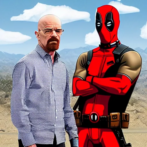 Prompt: deadpool and walter white.