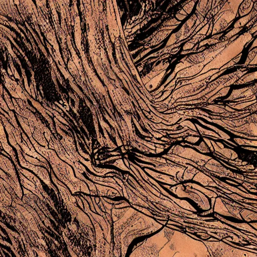 Image similar to surface of an alien planet with twisted trees t