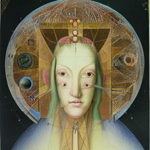 Image similar to goddess of complex mathematical equations inspired by bosch, goya, courbet. mathematical paradise, detailed beautiful animals, esoteric equation heaven, detailed beautiful plants, 3 d platonic solids, elegant intricate diagrams, beautiful equations, oil paint, pen and ink, color, hyperrealistic, on loan from louvre, masterpiece