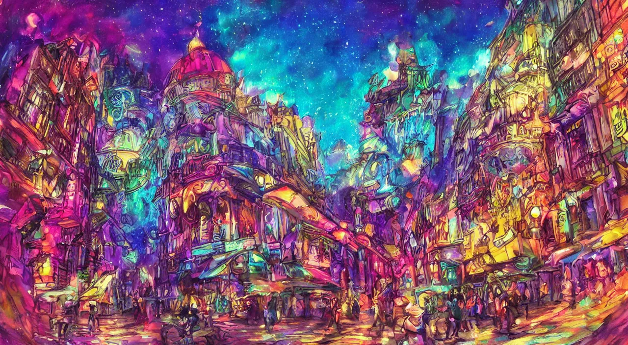 Image similar to bazaar zouk place aladin multicolorful sky shine fanart arstation by ian pesty and katarzyna da „ bek - chmiel