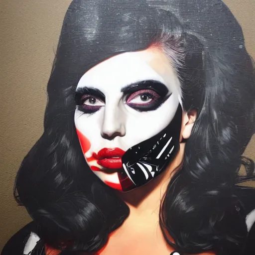 Image similar to portrait of Gaga-Vader hybrid by Sandra Chevrier