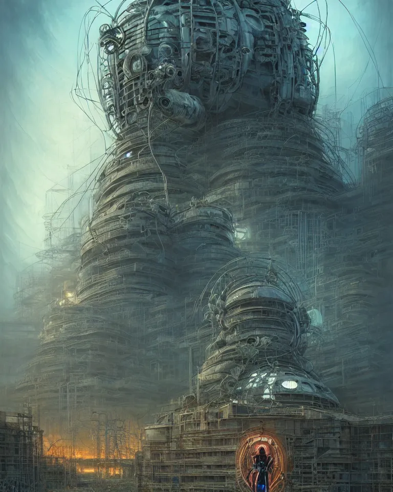 Prompt: low angle shot of a cyberpunk robot character, in chernobyl, intricate, elegant, highly detailed, centered, digital painting, artstation, concept art, smooth, sharp focus, illustration, artgerm, tomasz alen kopera, peter mohrbacher, donato giancola, joseph christian leyendecker, wlop, boris vallejo