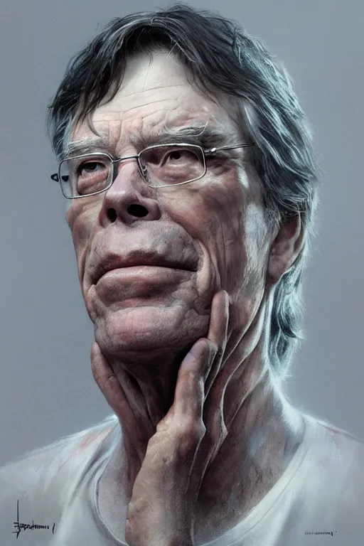 Image similar to Portrait of stephen king as hillbilly intricate, highly detailed, smooth, artstation, digital illustration by Ruan Jia and Mandy Jurgens and Artgerm and Wayne Barlowe and Greg Rutkowski and Zdislav Beksinski