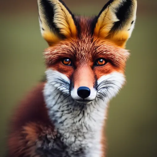 Image similar to a Fox dressed in a modern American general uniform, 85mm f/1.4