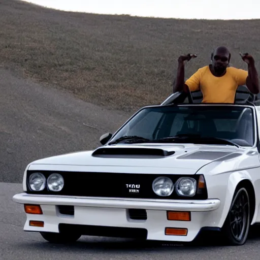 Image similar to ye riding a toyota m30