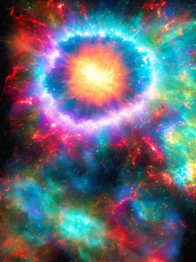 Prompt: celestial epic colorful deepspace image of supernova explosion, nasa photos, artstation