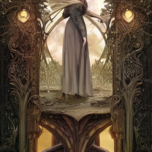 Prompt: realistic detailed second start to the right and straight on till morning by emilia dziubak, will terry, greg olsen, chris mars, ann long, and mark brooks, dramatic, fairytale, art nouveau, victorian, neo - gothic, gothic, character concept design, storybook design