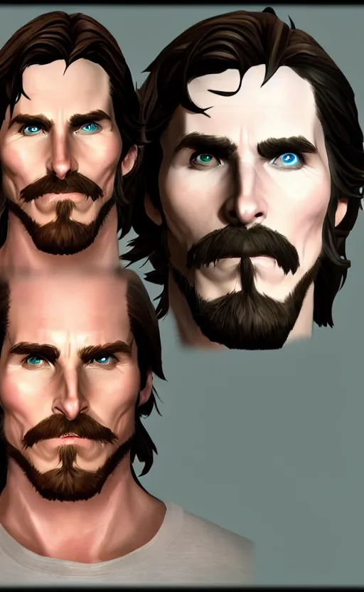 Image similar to Christian Bale as a character in the game League of Legends, with a background based on the game League of Legends, detailed face, old 3d graphics