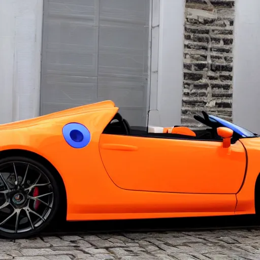 Image similar to orange and blue styled sportscar