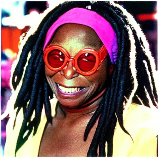 Image similar to “an animation still of Whoopi Goldberg as a character in Dragon Ball Z (1990)”