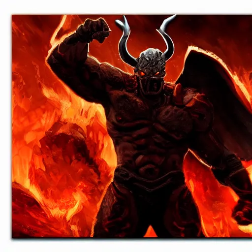 Image similar to surtur during ragnarok, artstation hall of fame gallery, editors choice, #1 digital painting of all time, most beautiful image ever created, emotionally evocative, greatest art ever made, lifetime achievement magnum opus masterpiece, the most amazing breathtaking image with the deepest message ever painted, a thing of beauty beyond imagination or words