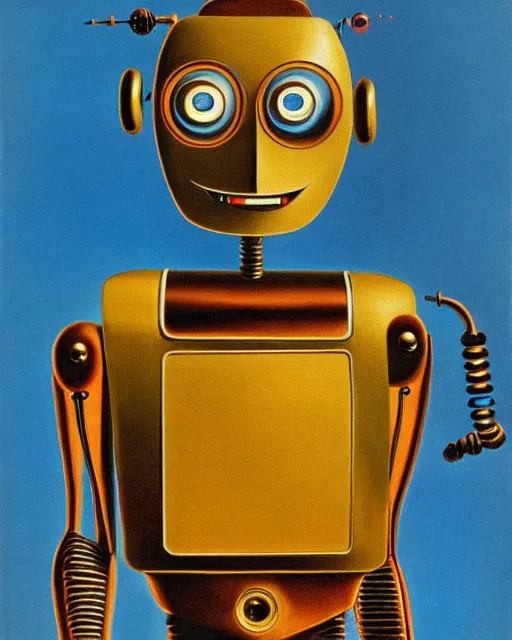 Image similar to portrait of a happy robot, by Salvador Dali