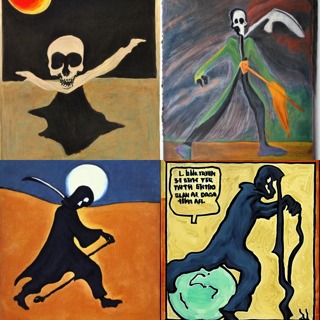 Prompt: grim reaper grasping the earth, expressionist