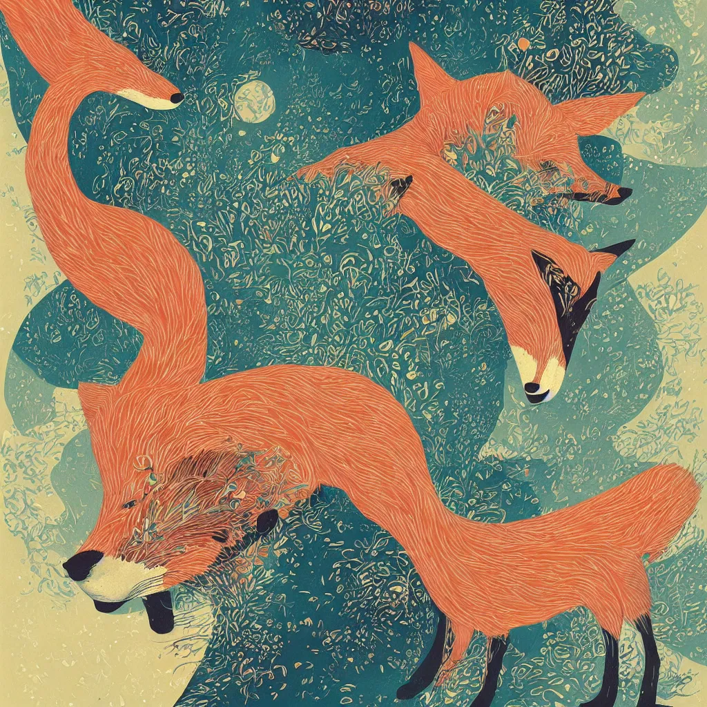 Image similar to fox face by victo ngai