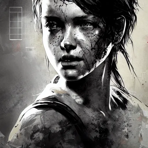 Image similar to full figure elle from last of us, hyperrealistic, art of elysium by yoji shinkawa and by jeremy mann and alphonse mucha, fantasy art, photo realistic, dynamic lighting, artstation, poster, volumetric lighting, very detailed face, 4 k, award winning