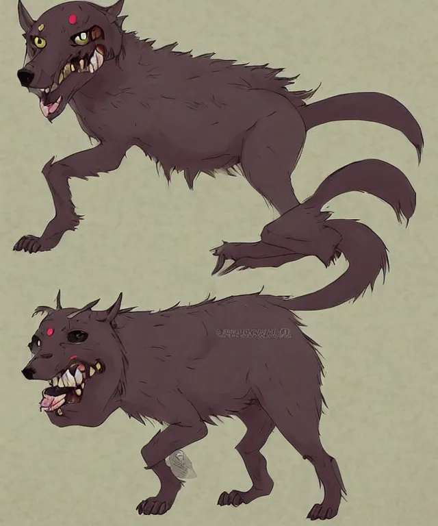 Image similar to a anthromorphic humanoid cute hellhound in the style of studio ghibli in the style of slice of life anime trending on artstation deviantart pinterest detailed realistic hd 8 k high resolution